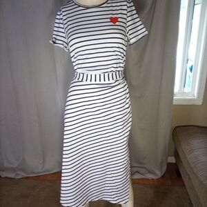 Striped Dress with Heart Patch